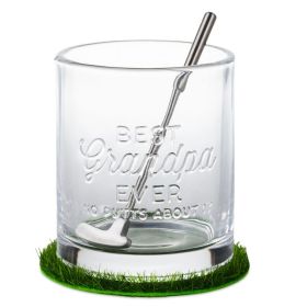 Best Grandpa Ever Glass With Stirrer & Coaster
