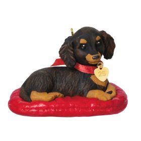 Puppy Love Long-Haired Dachshund 2025 Ornament