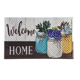 Mason Jar Succulents Embossed Floor Mat