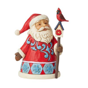 Jim Shore: Mini Santa with Cardinal & Birdhouse