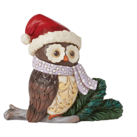 Jim Shore: Owl Wearing Santa Hat Mini Figurine