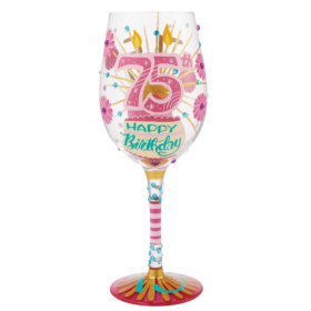 75th Birthday Lolita Wine Glass