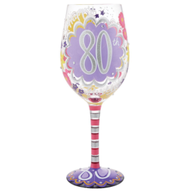 80th Birthday Lolita Wine Glass