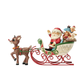 Jim Shore: Rudolph Pulling Santa in Sled Figurine